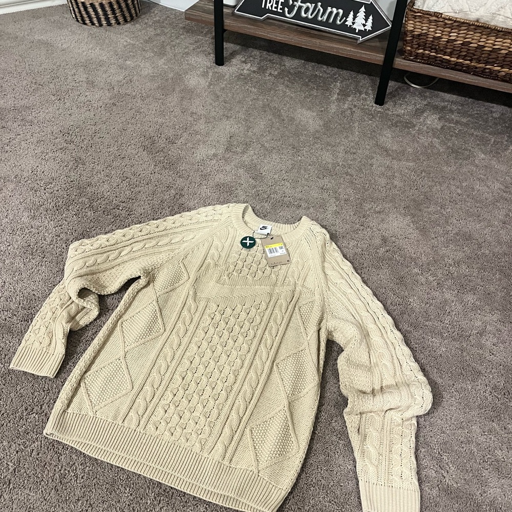 Nike Cable Knit Sweater in Cream